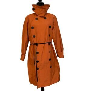 Wilson Leather Pumpkin‎ Orange Jacket Button Down Double Breast Trench Coat